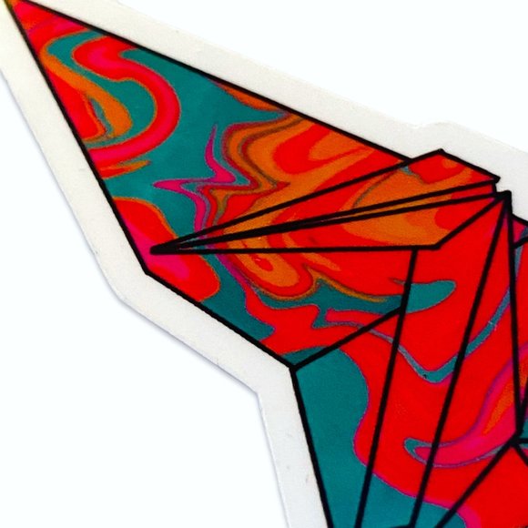 5/$15 Japanese Origami Crane Sticker Tie Dye Colorful Glossy Vinyl - Picture 5 of 8